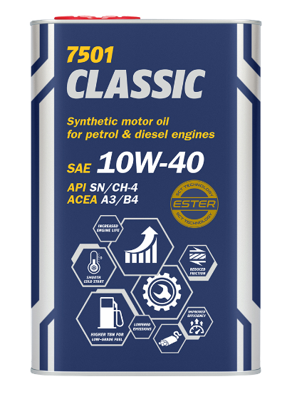 MANNOL CLASSIC HP 10w40 п/синт 1л (металл) (7501) (12 в уп)