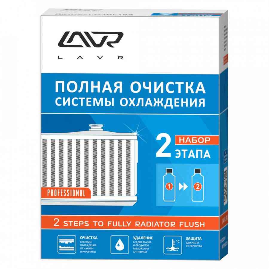 LAVR 1106 Набор "Полная очистка системы охлаждения в 2 этапа" 310мл/310мл (20 в уп)
