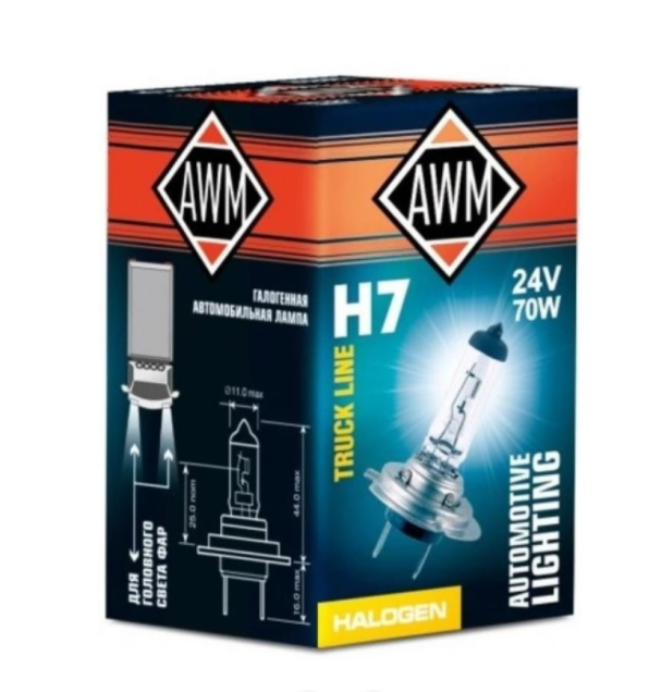 Лампа AWM H7 24V 70W (PX26D) (10 в уп)