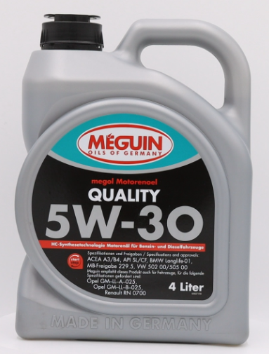 Meguin Megol Motorenoel Quality 5W30 CF/SL A3/B4 HC-синт 4л (4 в уп)