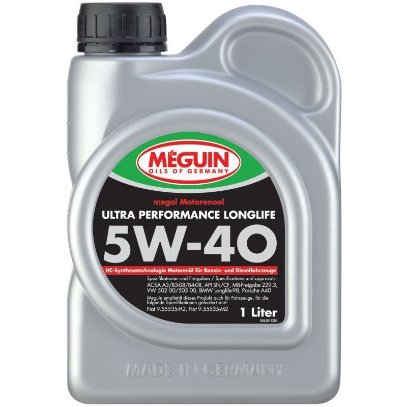 Meguin Megol Motorenoel Ultra Perfomance Longlife 5W40 CF/SN B3/B4/A3 HC-синт 1л (12 в уп)