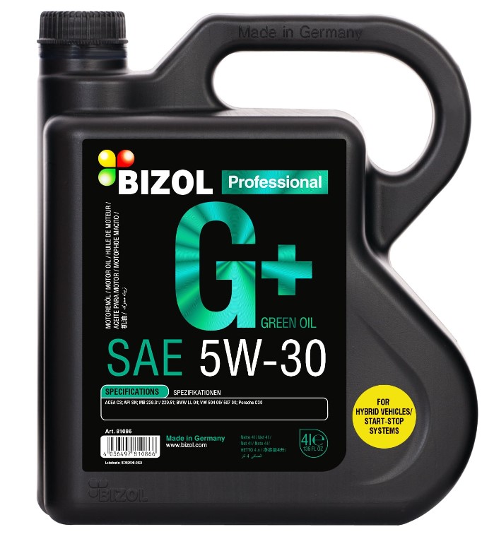 BIZOL Green Oil+ 5W30 синт 4л (4 в уп) /81086/
