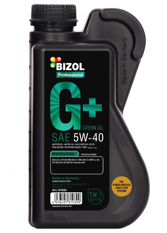 BIZOL Green Oil+ 5W40 SN C3 HC-синт 1л (12 в уп) /81030/