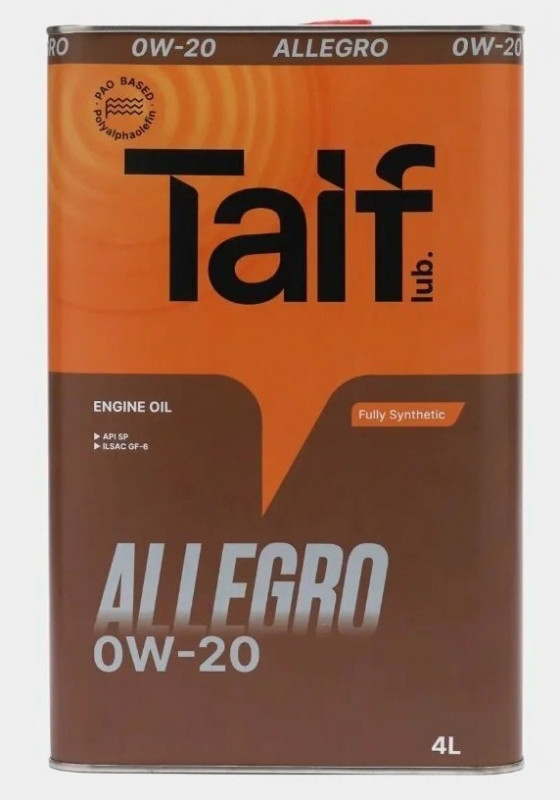 TAIF ALLEGRO 0W-20 PAO SP,GF-6A синт 4л (4 в уп)