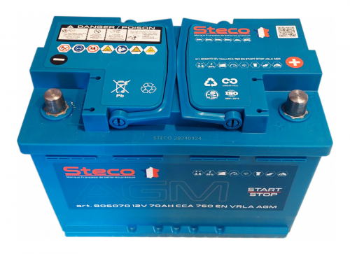 АКБ STECO AGM 6CT 70Ah о.п. (EN760) 278*175*190