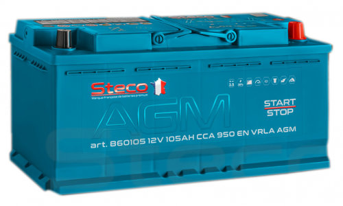 АКБ STECO AGM 6CT 105Ah о.п. (EN950) 394*175*190