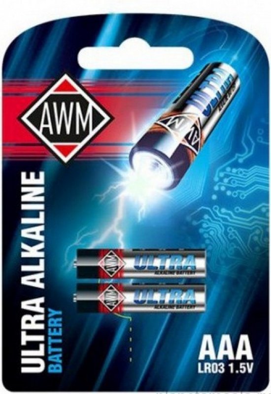 Батарейки мизинчиковые AWM AAA LR03 1,5V(к-кт 2шт) (12 в уп)