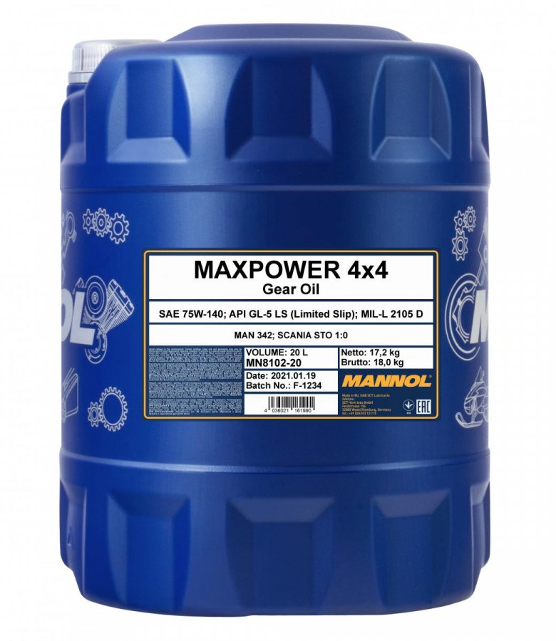 MANNOL GL-5 Maxpower 4*4 75W140 синт 20л (8102)